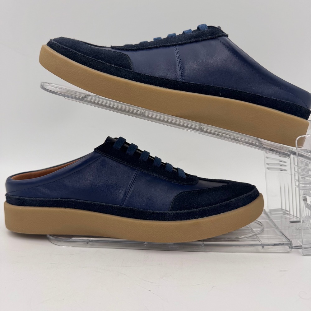 NWOB Vionic Thrive Navy Leather Suede Backless Sneaker Mule Orthotic Rare Sample - Picture 8 of 9